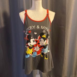 Joanna XL Mickey & Minnie tank top with cute flower button on each front.